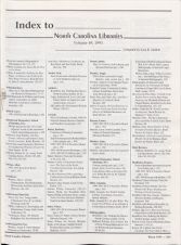 North Carolina Libraries, Vol. 49,  Index