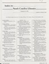 North Carolina Libraries, Vol. 52,  Index