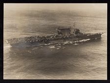 Aerial photograph of USS Saratoga. "Milton's Ship"