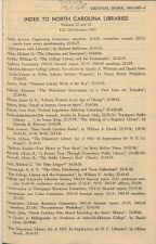 North Carolina Libraries, Vol. 22-23,  Index