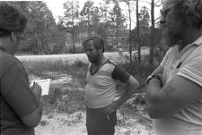 Train employees speaking to an interviewer after an accident