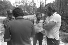 Train employees speaking to an interviewer after an accident