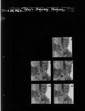 Patsy's Saturday feature - boy in wheelchair with woman and girl (5 Negatives) (June 29, 1963) [Sleeve 58, Folder a, Box 30]