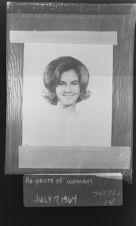 Re-photo of woman (1 Negative) (July 7, 1964) [Sleeve 14, Folder c, Box 33]