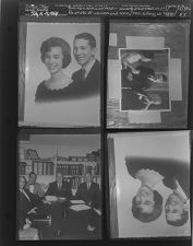Two men and a woman - award presentation(?); Re-photo of woman and man; Men sitting at table (4 Negatives), July 16-17, 1964 [Sleeve 43, Folder c, Box 33]