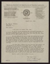 Letter from the Medical Society of North Carolina to William B. Crawford, M.D.