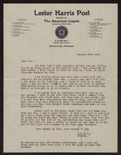 Letter on American Legion stationery