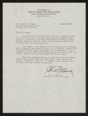 Letter to Frances Willard Bowman for FDA employee award