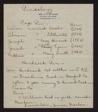 Genealogy Notes on the Cox, Handcock, and Tyson families of North Carolina