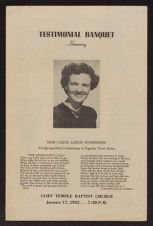 Mrs. Carol Leigh Humphries Papers. 
Testimonial Banquet program, 17 January 1952