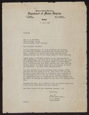 Letter from Commissioner L. C. Rosser to Sgt. S. H. Mitchell