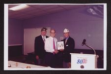 Photograph of Max Ray Joyner receiving an American Legion Fifty Year Pin