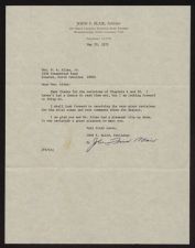 Letter from John F. Blair to Sarah Allen