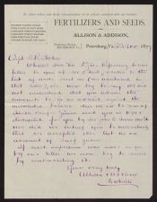 Letter from Allison and Addison to Captain D. R. Stokes