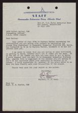 Letter from Captain F. W. Fenno to Lt. Commander Robert Hailey