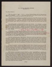 Letter to parents from Captain C. W. Magruder, U.S. Naval Training Station