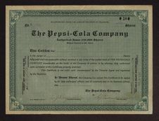 Pepsi-Cola Company capitol stock shares certificate