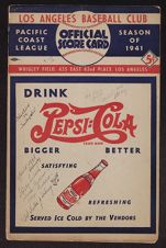 Los Angeles Baseball Club 1941 score card