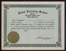 Naval Training School certificate of William J. Mulholland