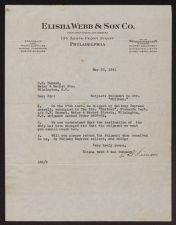 Business letter from Elisha Webb and Son Co. to Oscar E. DuRant