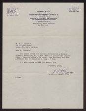 Letter from Herbert C. Bonner to J. B. Johnston