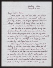 Letter discussing the Three Gorges Dam