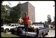 Female student on move-in day