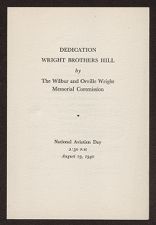 Wright Brothers Hill Dedication program