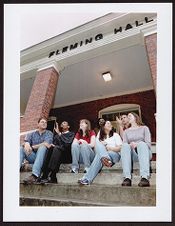 Students on Fleming Hall Steps