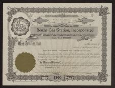 Benzo Gas Station Incorporated stock certificate