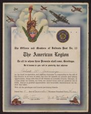 American Legion membership certificate for Robert W. Jennings