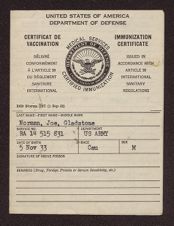 Department of Defense immunization certificate