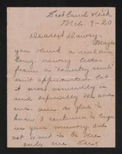 Letter dated 9 March 1920.