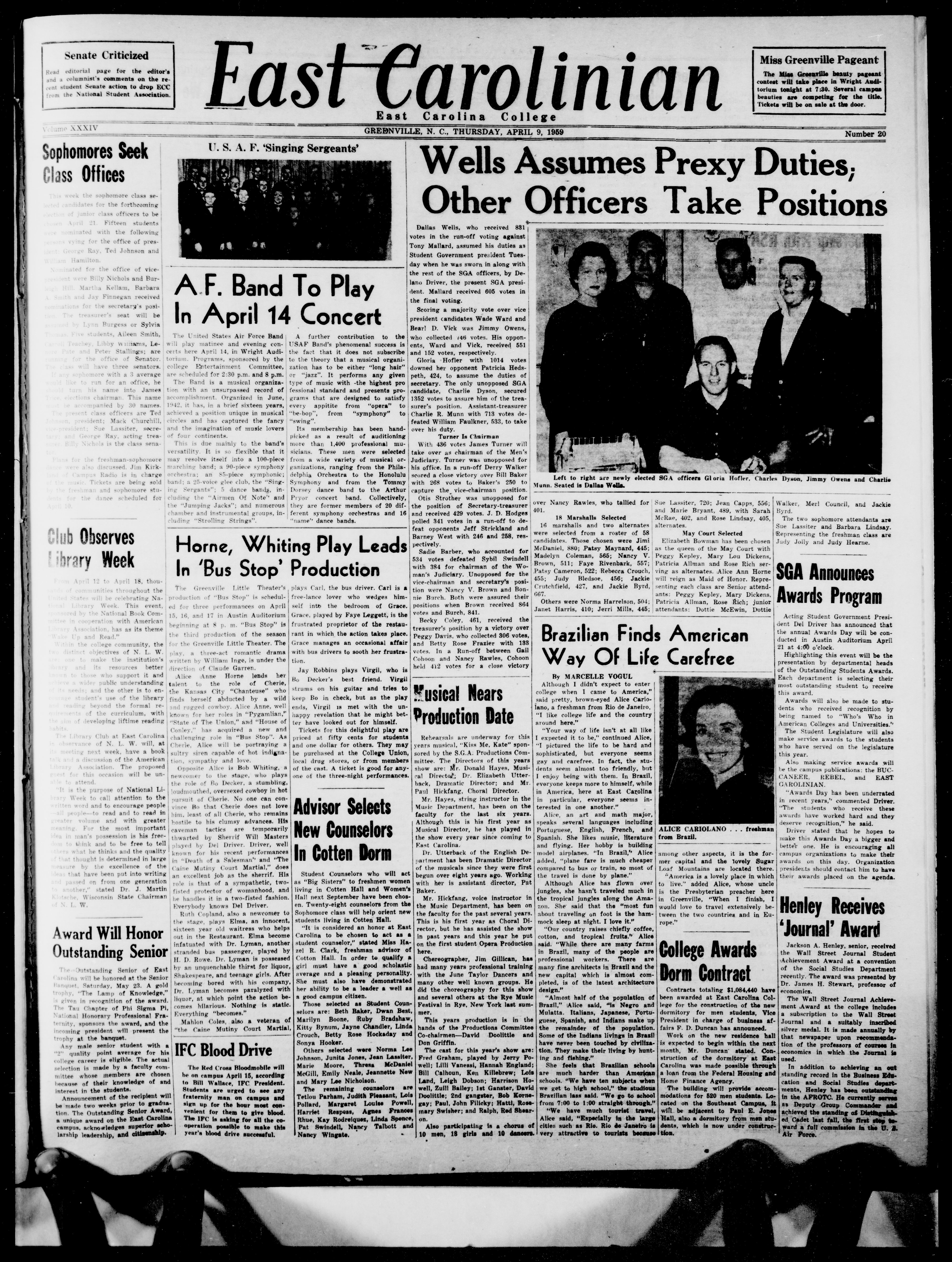 East Carolinian, April 9, 1959 - ECU Digital Collections