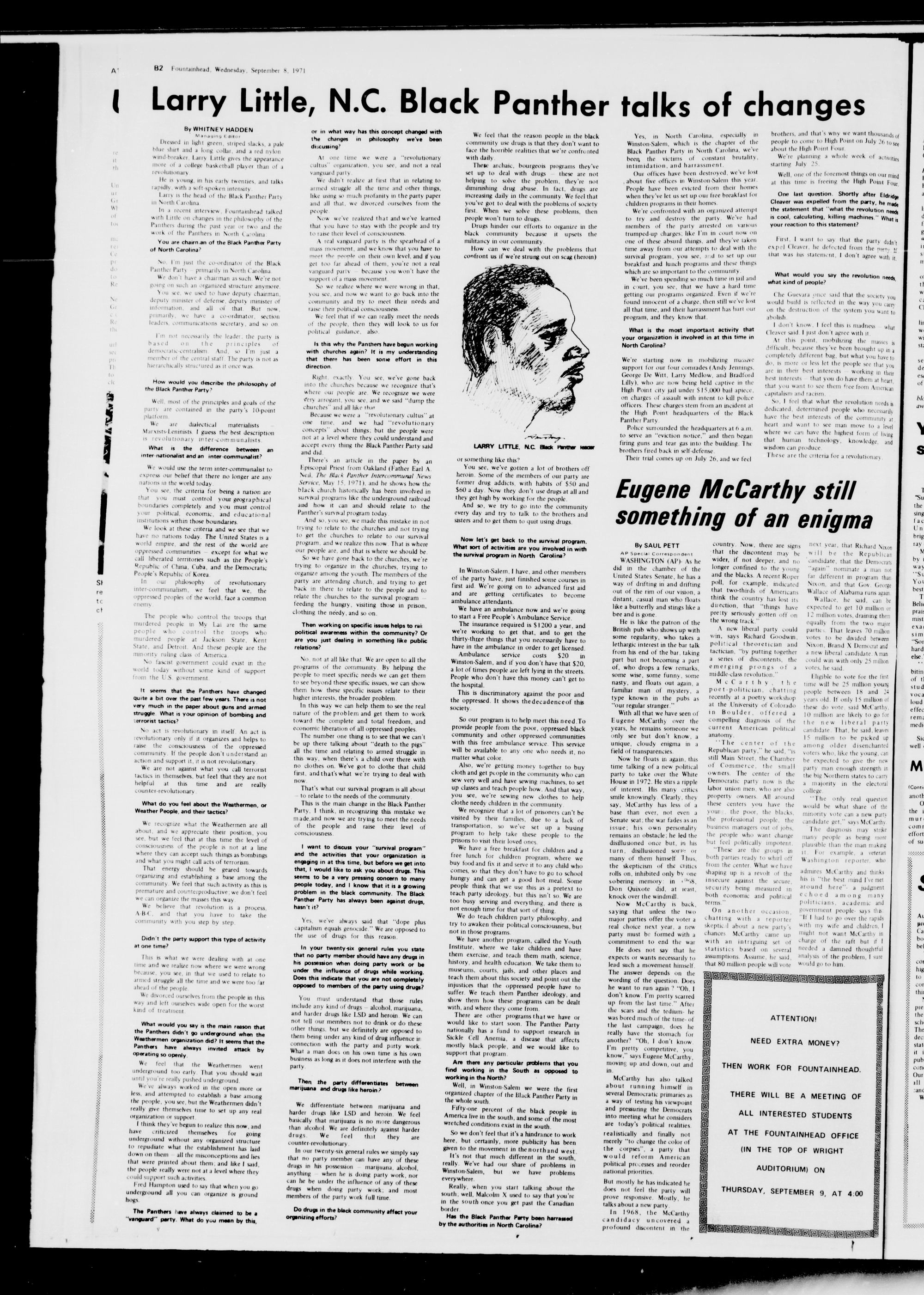 Fountainhead, September 8, 1971 - ECU Digital Collections