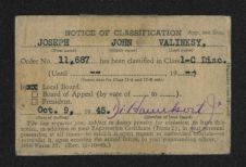 Selective Service classification card