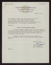 Letter from Universal Leaf Tobacco Company to Kinston Tobacco Company and others