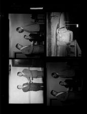 Man receives envelope; Wreck (4 Negatives) September - December 1955, undated [Sleeve 15, Folder b, Box 8]