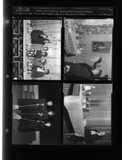 Women's Farm Bureau Meeting; Girls looking at children's arts and crafts; Girls dressed up as witches (4 Negatives), April 1-3, 1954 [Sleeve 7, Folder d, Box 3]
