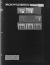 Group of people standing; Men receiving recognition certificates (7 Negatives), October 19-20, 1966 [Sleeve 66, Folder c, Box 41]
