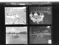 Recreation: Children in a Sandbox; Women Playing Cards; Team Photograph; Child Playing Ping Pong (4 Negatives) 1950s, undated [Sleeve 5, Folder a, Box 22]