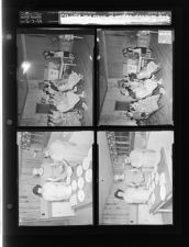 Mrs. Little and group of women discussing food and preparing plates (4 Negatives) (May 7, 1958) [Sleeve 15, Folder a, Box 15]