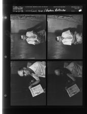 Photos of Carl Knox; Man holding The Eastern Reflector 1886 issue (4 Negatives) (June 21, 1958) [Sleeve 41, Folder c, Box 15]