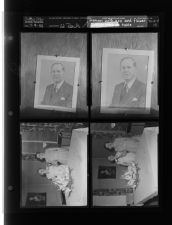 Ed Rawls; Women with small axe and floral centerpiece on table (4 Negatives) (July 9, 1958) [Sleeve 17, Folder d, Box 15]