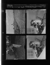 Saturday feature - Girl sewing; Guy with snake; Concrete sewer pipes (4 Negatives) (July 12, 1958) [Sleeve 31, Folder d, Box 15]