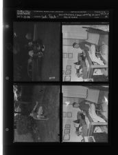 Guy with snake; Guys working on car; Guy on radio (4 Negatives) (July 12, 1958) [Sleeve 32, Folder d, Box 15]