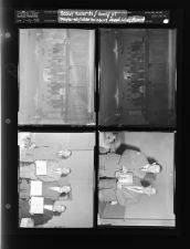 Scout awards; Group of people at table in court room (men in center holding gavel) (4 Negatives) (January 9, 1958) [Sleeve 8, Folder a, Box 14]