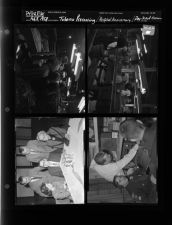 Tobacco processing; Boy Scout on radio; People celebrating the hospital's anniversary (4 Negatives) (February 8, 1958) [Sleeve 13, Folder b, Box 14]