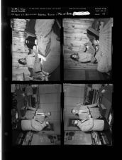 Martha pierce with clothing; Men looking at books (4 Negatives), April 8-9, 1958 [Sleeve 26, Folder d, Box 14]