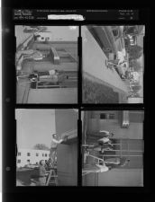 Men cleaning building (4 Negatives), April 14-15, 1958 [Sleeve 38, Folder d, Box 14]